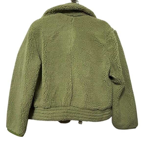 NEW Y2K Free People Joplin Cozy Sherpa Faux Fur Jacket Pistachio Green $198 - Picture 4 of 11
